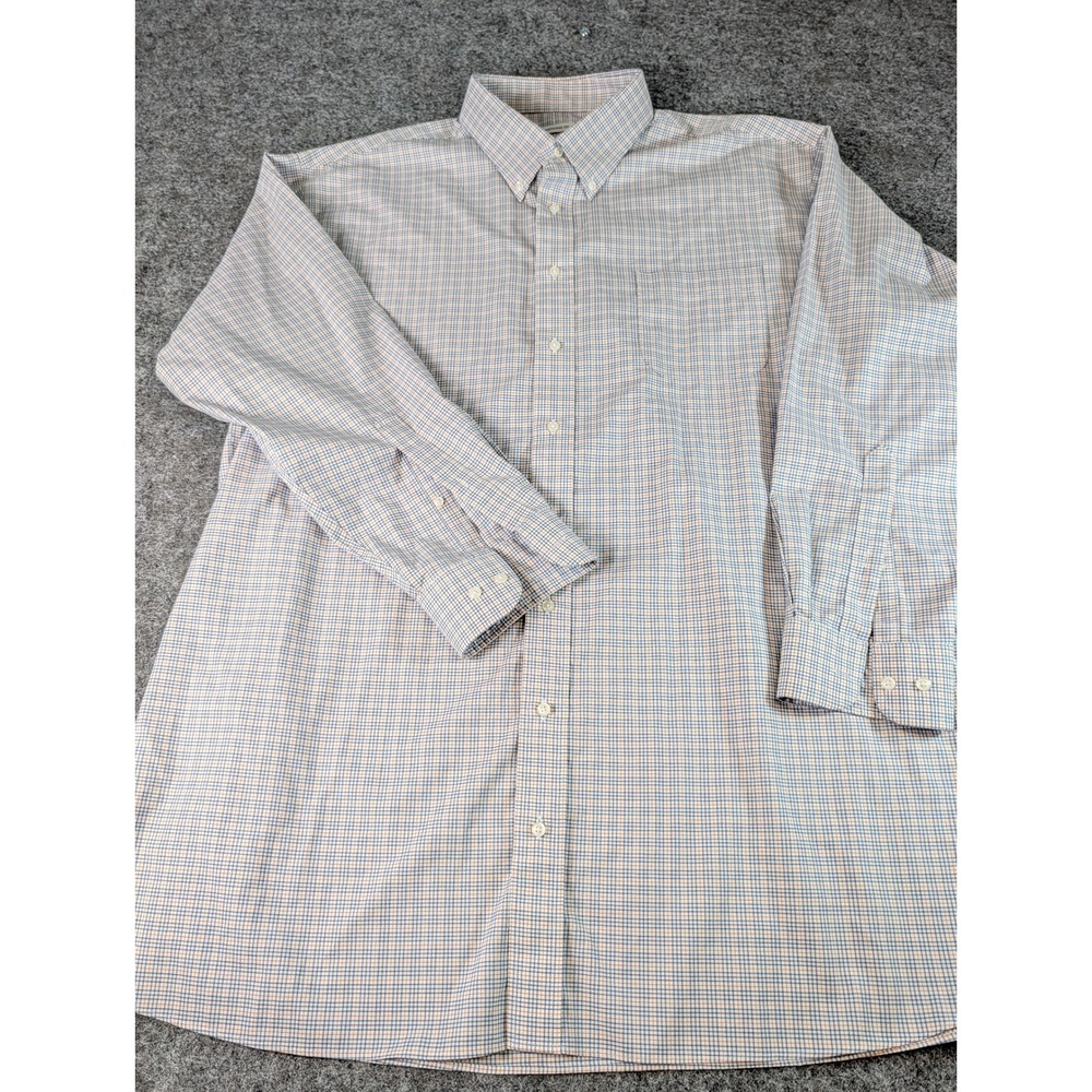 Jos. A. Bank Traveler Shirt Mens 18.5 34/35 Traditional Fit Check Cotton Blue